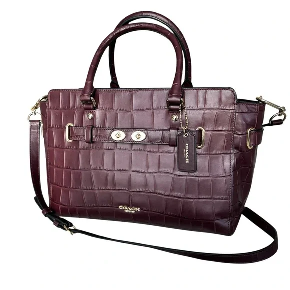 Coach Blake Carryall Satchel Shoulder Bag Burgundy Leather - Picture 3 of 17